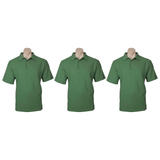 3x Mens Plain Short Sleeve Polo Shirt Pack - Apple Green (Pique Knit UPF Casual T-Shirt)