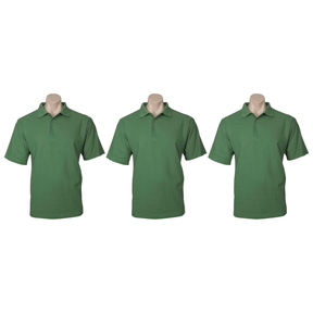 3x Mens Plain Short Sleeve Polo Shirt Pack - Apple Green (Pique Knit UPF Casual T-Shirt)