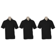3x Mens Plain Short Sleeve Polo Shirt Pack - Black (Pique Knit UPF Casual T-Shirt)