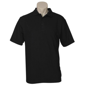 Mens Plain Short Sleeve Polo Shirt - Black (Pique Knit UPF Casual T-Shirt)
