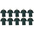 10x Mens Plain Short Sleeve Polo Shirt Bulk Pack - Bottle Green - Small (Pique Knit UPF Casual T-Shirt)