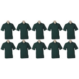 10x Mens Plain Short Sleeve Polo Shirt Bulk Pack - Bottle Green - Small (Pique Knit UPF Casual T-Shirt)