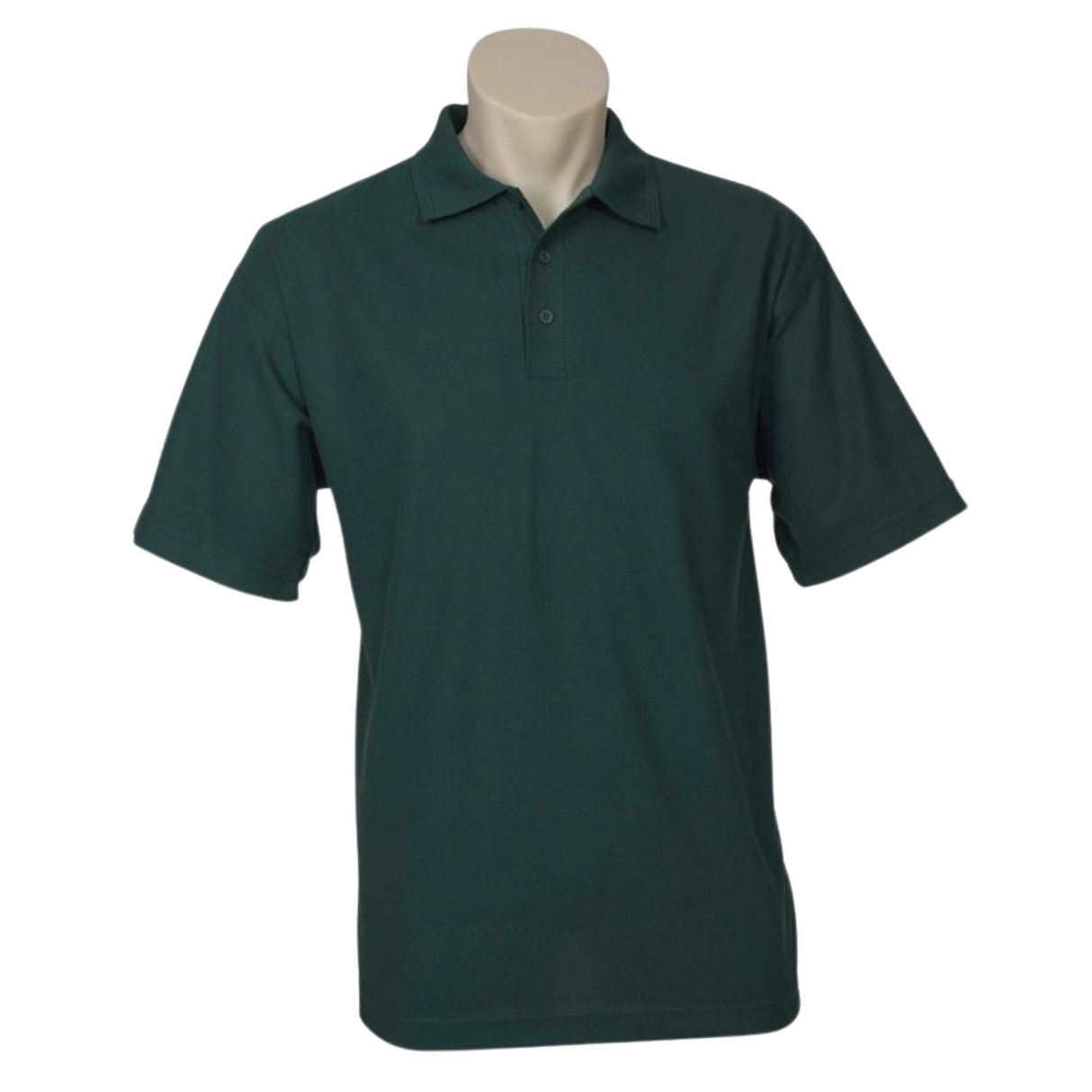 Mens Plain Short Sleeve Polo Shirt - Bottle Green - Small (Pique Knit UPF Casual T-Shirt)
