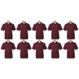 10x Mens Plain Short Sleeve Polo Shirt Bulk Pack - Burgundy (Pique Knit UPF Casual T-Shirt)