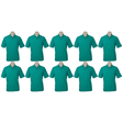 10x Mens Plain Short Sleeve Polo Shirt Bulk Pack - Mid Jade Green (Pique Knit Casual T-Shirt)