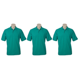 3x Mens Plain Short Sleeve Polo Shirt Pack - Mid Jade Green (Pique Knit Casual T-Shirt)
