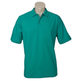 Mens Plain Short Sleeve Polo Shirt - Mid Jade Green (Pique Knit Casual T-Shirt)