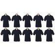 10x Mens Plain Short Sleeve Polo Shirt Bulk Pack - Navy Blue - Small (Pique Knit Casual T-Shirt)