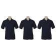 3x Mens Plain Short Sleeve Polo Shirt Pack - Navy Blue - Small (Pique Knit Casual T-Shirt)