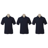 3x Mens Plain Short Sleeve Polo Shirt Pack - Navy Blue - Small (Pique Knit Casual T-Shirt)