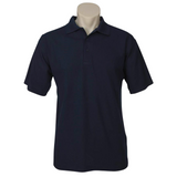 Mens Plain Short Sleeve Polo Shirt - Navy Blue - Small (Pique Knit Casual T-Shirt)