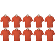 10x Mens Plain Short Sleeve Polo Shirt Bulk Pack - Orange (Pique Knit UPF Casual T-Shirt)