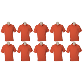 10x Mens Plain Short Sleeve Polo Shirt Bulk Pack - Orange (Pique Knit UPF Casual T-Shirt)