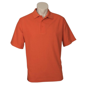 Mens Plain Short Sleeve Polo Shirt - Orange (Pique Knit UPF Casual T-Shirt)