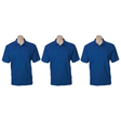 3x Mens Plain Short Sleeve Polo Shirt Pack - Royal Blue - Medium (Pique Knit Casual T-Shirt)
