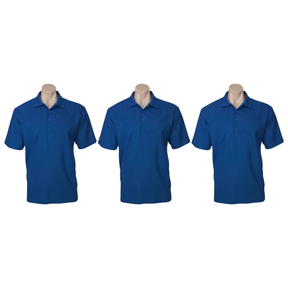 3x Mens Plain Short Sleeve Polo Shirt Pack - Royal Blue - Medium (Pique Knit Casual T-Shirt)