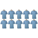 10x Mens Plain Short Sleeve Polo Shirt Bulk Pack - Sky Blue (Pique Knit Casual T-Shirt)