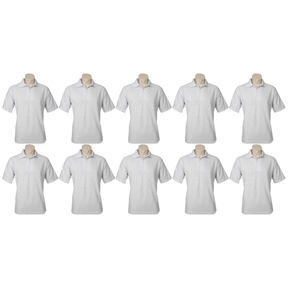 10x Mens Plain Short Sleeve Polo Shirt Bulk Pack - Snow Marle Grey (Pique Knit UPF)
