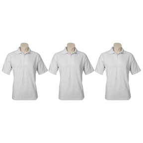 3x Mens Plain Short Sleeve Polo Shirt Pack - Snow Marle Grey (Pique Knit UPF)
