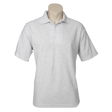 10x Mens Plain Short Sleeve Polo Shirt Bulk Pack - Snow Marle Grey (Pique Knit UPF)