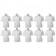 10x Mens Plain Short Sleeve Polo Shirt Bulk Pack - White - Medium (Pique Knit UPF Casual T-Shirt)