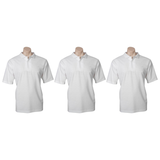 3x Mens Plain Short Sleeve Polo Shirt Pack - White - Medium (Pique Knit UPF Casual T-Shirt)