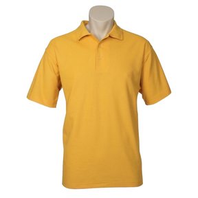 Mens Plain Short Sleeve Polo Shirt - Yellow (Pique Knit Casual T-Shirt)