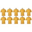 10x Mens Plain Short Sleeve Polo Shirt Bulk Pack - Yellow (Pique Knit Casual T-Shirt)