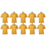 10x Mens Plain Short Sleeve Polo Shirt Bulk Pack - Yellow (Pique Knit Casual T-Shirt)