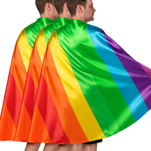 3x Adult Rainbow Cape Bulk - Deluxe Gay Pride Costume/LGBT Fancy Dress Party