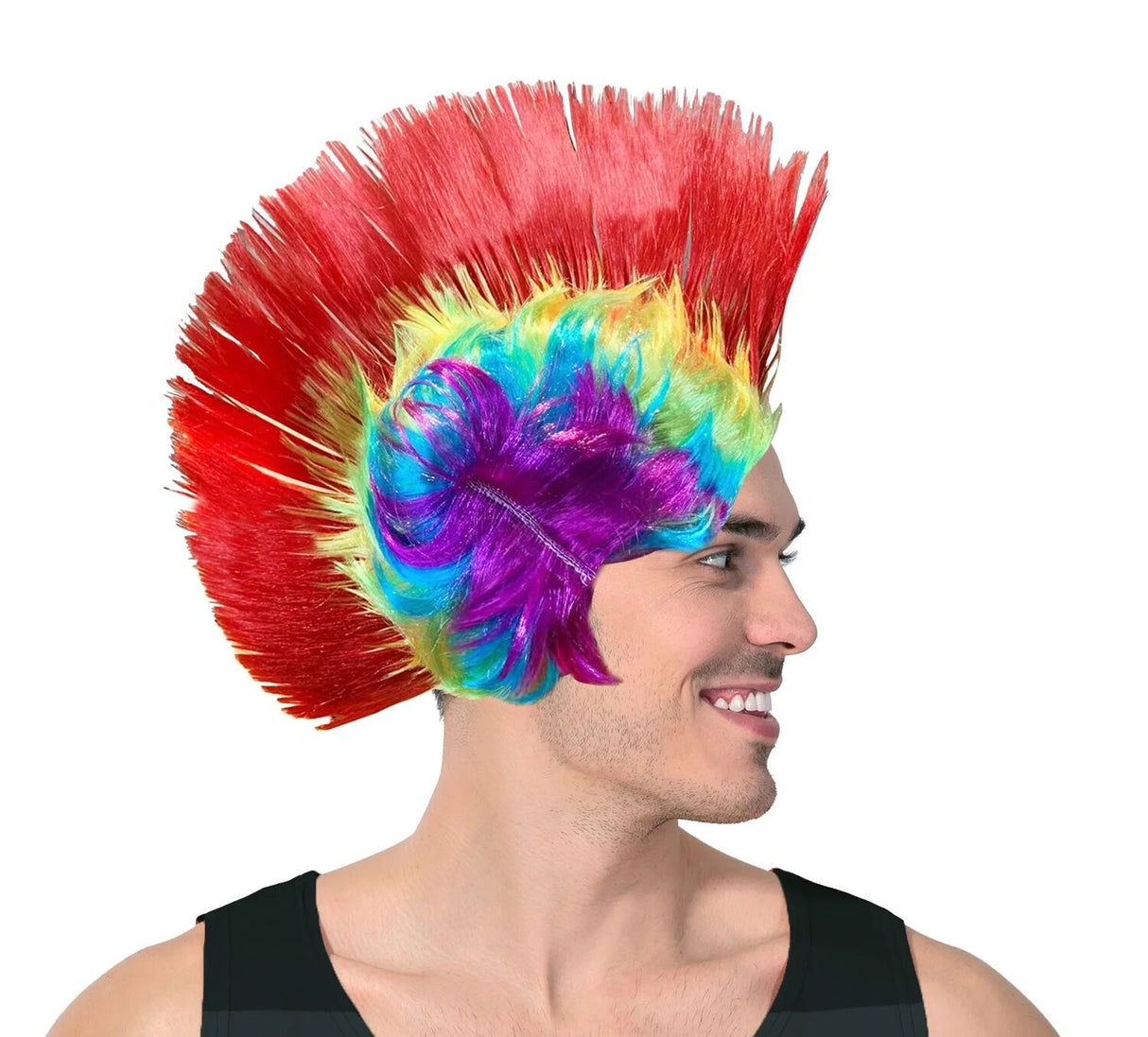Rainbow MOHAWK WIG 70s 80s Rock Punk Hair Costume Mohican Rooster Wig Fancy
