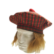 SCOTTISH HAT Tam O'Shanter Fancy Dress Costume with Hair Tartan Cap Party