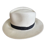 Hand-Woven Genuine Shantung Straw Fedora Hat - Ivory (Made in USA)