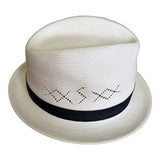 Handwoven Genuine Shantung Straw Vented Trilby Hat - White (Made in USA)