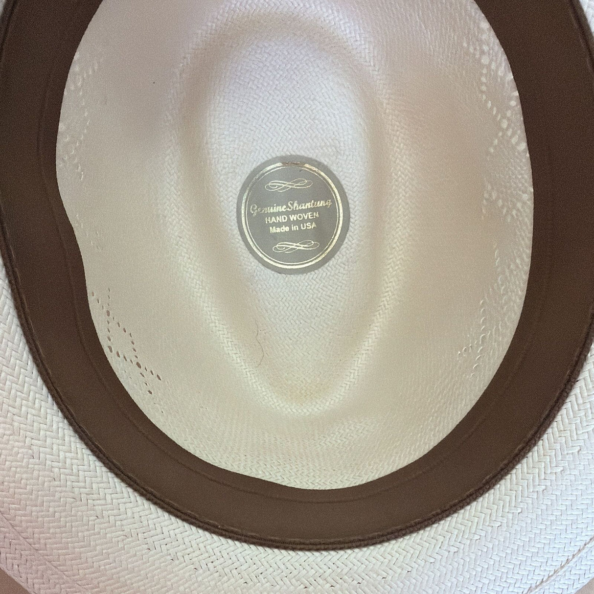 Handwoven Genuine Shantung Straw Vented Trilby Hat - White (Made in USA)