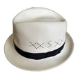 Shantung Straw Vented Trilby Hat - White - L