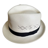 Shantung Straw Vented Trilby Hat - White - L