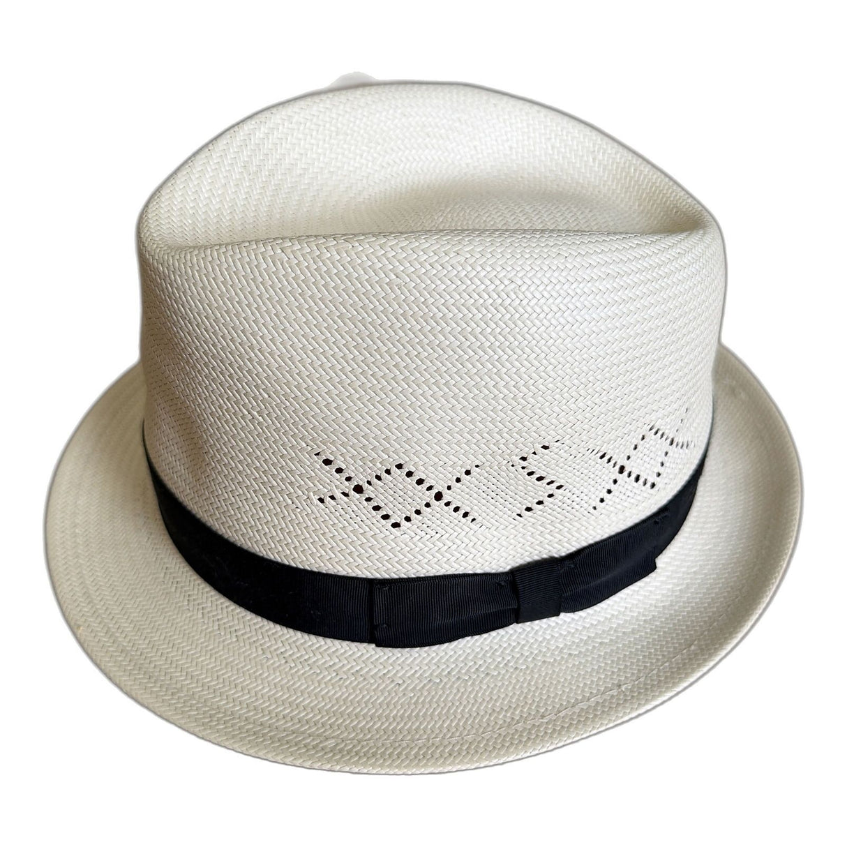 Handwoven Genuine Shantung Straw Vented Trilby Hat - White (Made in USA)