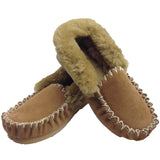 Sheepskin Merino Wool Moccasins - Chestnut (Slip On Closed Slippers for Winter)