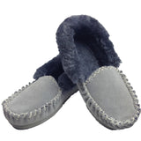 Sheepskin Merino Wool Moccasins Slippers Winter Casual Genuine Slip On UGG Non-Slip - Black
