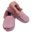 Sheepskin Merino Wool Moccasins - Pink (Slip On Closed Slippers for Winter)