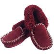 Sheepskin Merino Wool Moccasins - Red (Slip On Closed Slippers for Winter)