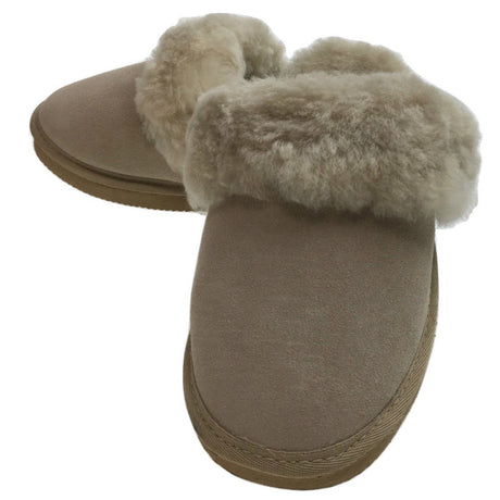 100% Sheepskin Moccasin Slippers Winter Genuine Scuffs Slip On Mens Womens - Black (without fur)
