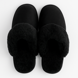 100% Sheepskin Wool Womens Black Slippers (Slip On Winter UGG Scuffs)