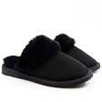 100% Sheepskin Wool Womens Black Slippers (Slip On Winter UGG Scuffs)