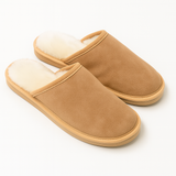 Sheepskin Wool Mens Slippers Scuffs Slip On Winter Ugg Slippers in Chestnut