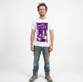 100% Cotton Print Design Slim Fit T-Shirt - White (Basic Tee Top)