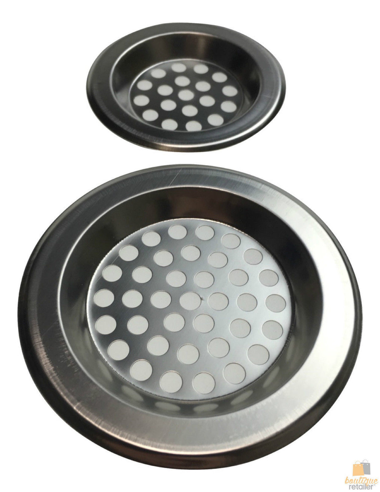 2x Stainless Steel Sink Strainers 75mm/60mm - Kitchen/Laundry/Bathroom Drain