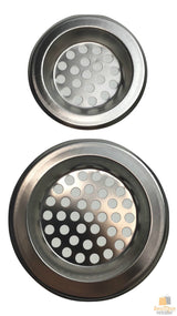 2x Stainless Steel Sink Strainers 75mm/60mm - Kitchen/Laundry/Bathroom Drain