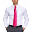 Mens Hot Pink Skinny Tie - Plain Polyester Skim Necktie (Formal/Wedding/Party)